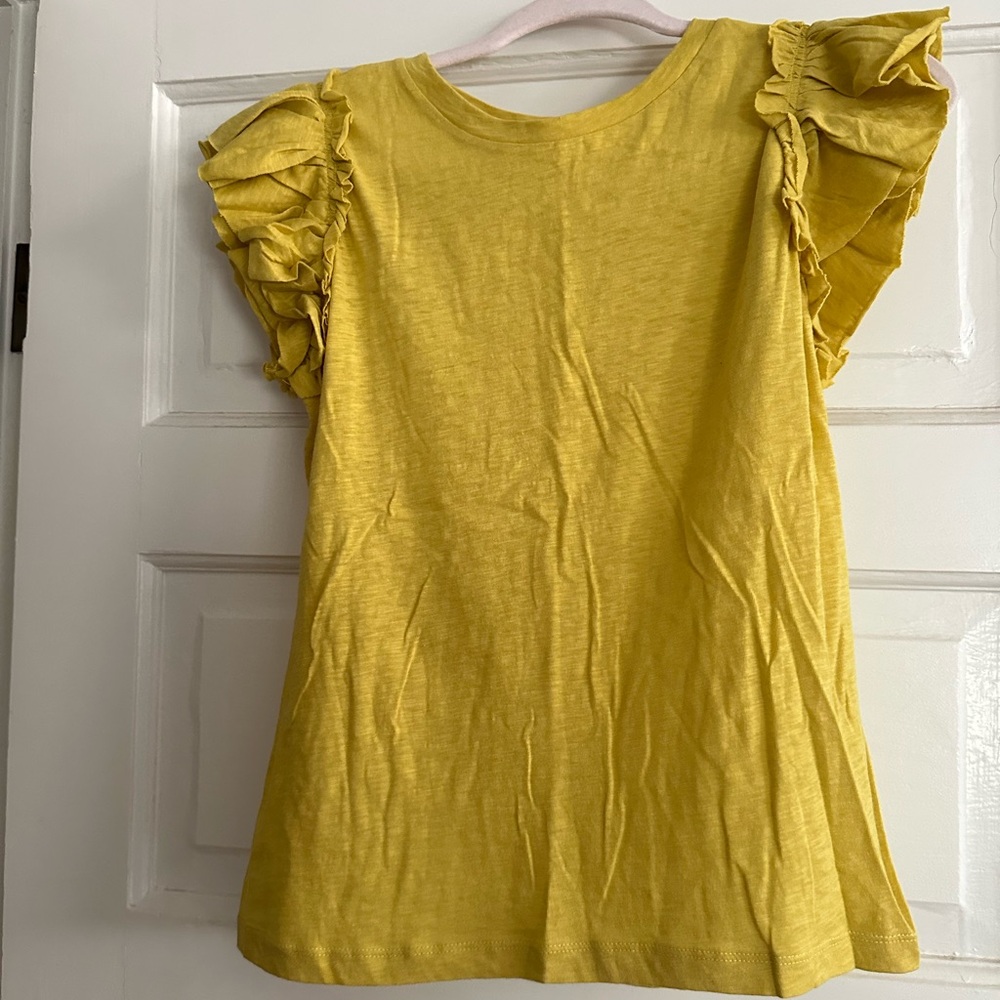 Ruffle Sleeve Short Sleeve Tee in Yellow